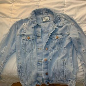 Small distressed light wash jean jacket
